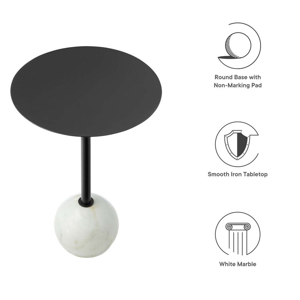Aliza Round White Marble Side Table  - No Shipping Charges