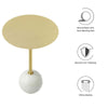 Modway EEI-6606-WHI-BRA Aliza White Marble Round Side Living Room End Table in Brass with White Marble Base MDY-EEI-6606-WHI-BRA