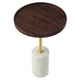 Modway EEI-6607-WHI-WAC Amina White Walnut Round Acacia Wood Side Table for Living Room Marble Base MDY-EEI-6607-WHI-WAC