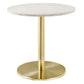 Modway EEI-6609-BRA-WHI Viva, Brass Round White Marble Side Living Room End Table Metal Pedestal Base