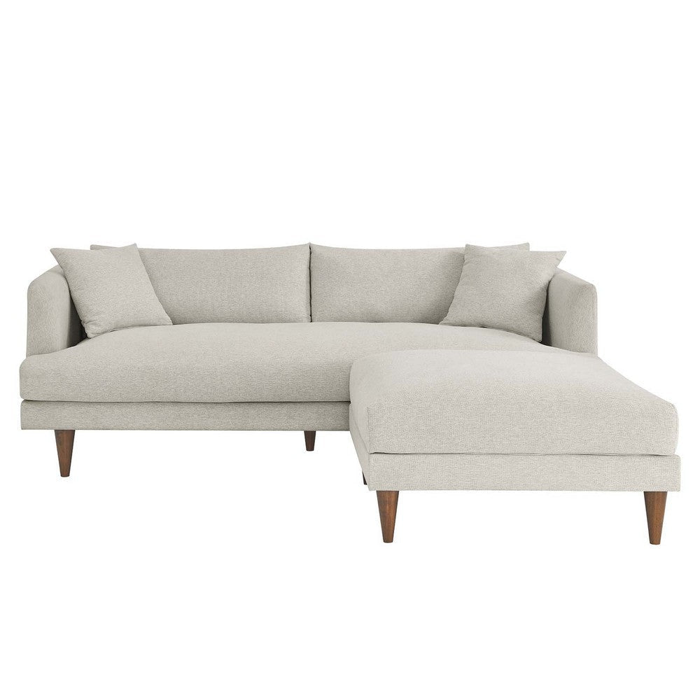 Modway EEI-6614-HEI Zoya Down Filled Overstuffed Sofa and Ottoman Set Heathered Weave Ivory MDY-EEI-6614-HEI