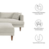 Modway EEI-6614-HEI Zoya Down Filled Overstuffed Sofa and Ottoman Set Heathered Weave Ivory MDY-EEI-6614-HEI