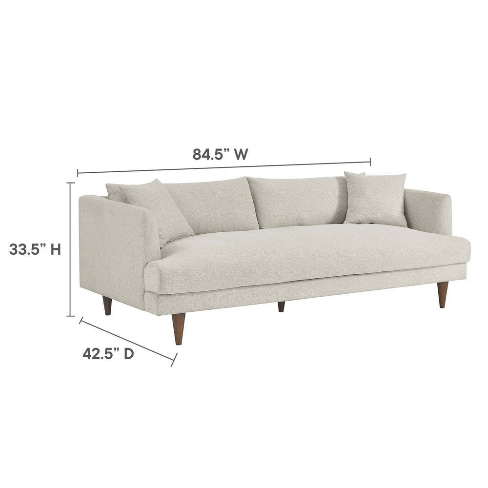 Modway EEI-6614-HEI Zoya Down Filled Overstuffed Sofa and Ottoman Set Heathered Weave Ivory MDY-EEI-6614-HEI