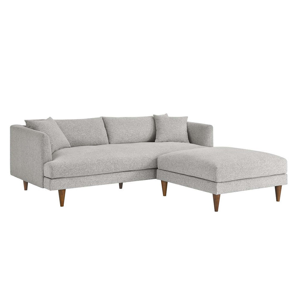 Modway EEI-6614-HLG Zoya Down Filled Overstuffed Sofa and Ottoman Set Heathered Weave Light Gray MDY-EEI-6614-HLG