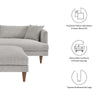 Modway EEI-6614-HLG Zoya Down Filled Overstuffed Sofa and Ottoman Set Heathered Weave Light Gray MDY-EEI-6614-HLG