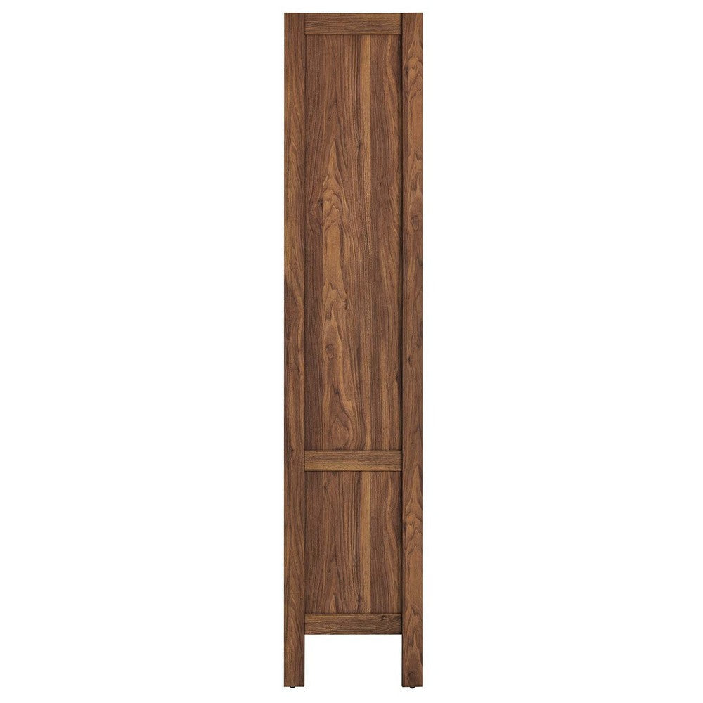 Modway Capri 4-Shelf Mid-Century Modern Bookcase with Storage in Walnut Tall Open Shelves Bookcase for Living Room or Office Furniture