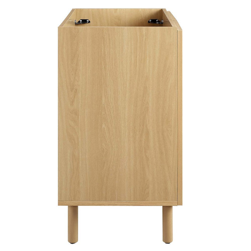 Modway Calla 36 Inch Cabinet in Oak Vanity with Storage and Perforated Metal Doors Modern Freestanding Bathroom Furniture-Sink Basin