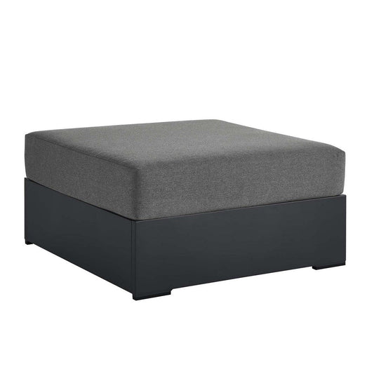 Modway Tahoe Aluminum Ottoman Gray with Weather-Resistant Cushion-Ideal as Outdoor Footstool, Patio or Sunroom Furniture