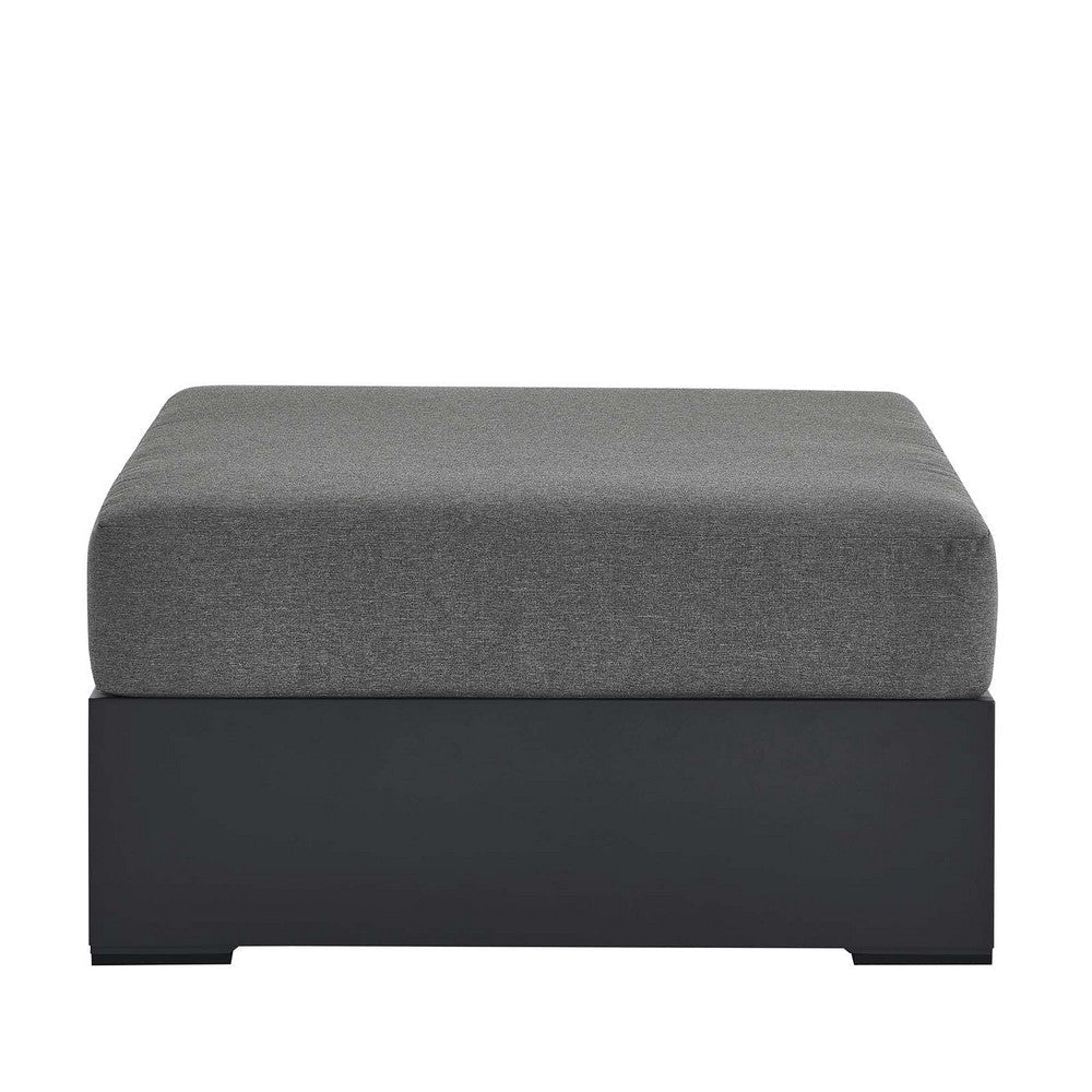 Modway Tahoe Aluminum Ottoman Gray with Weather-Resistant Cushion-Ideal as Outdoor Footstool Patio or Sunroom Furniture MDY-EEI-6627-GRY-CHA