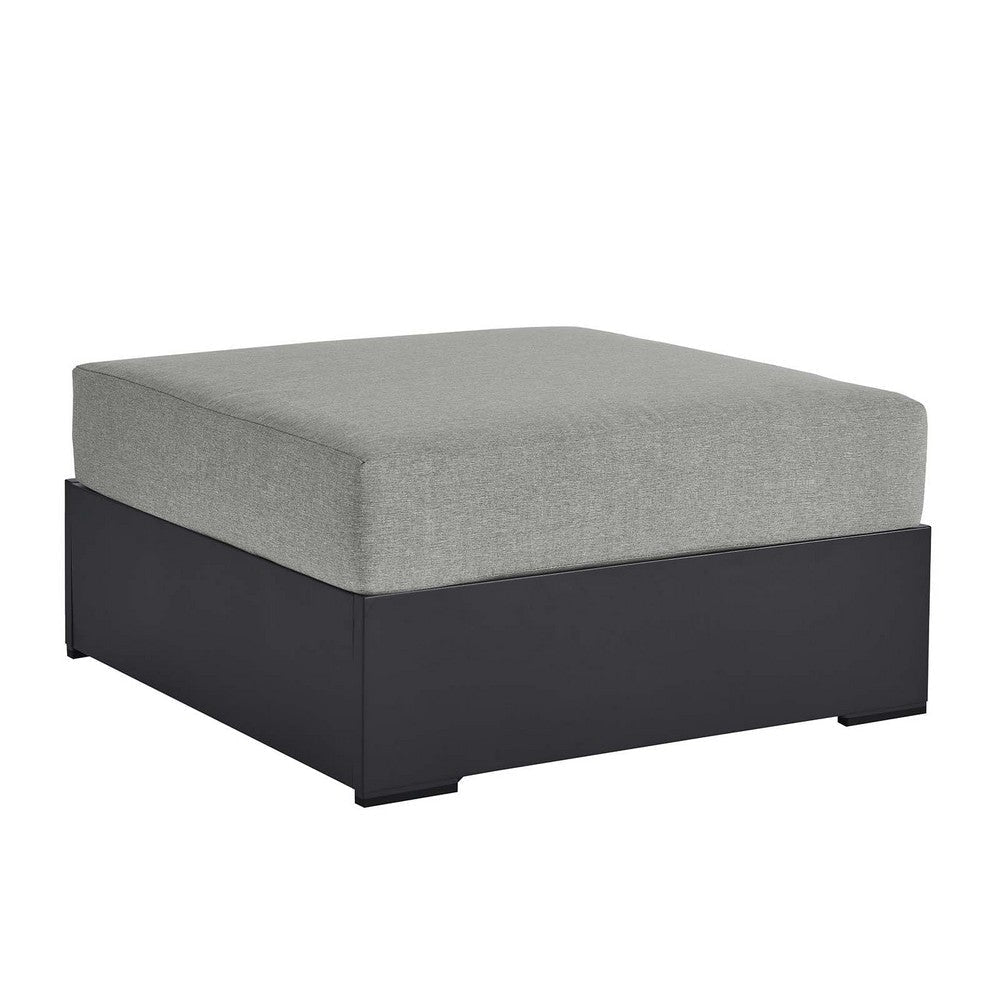 Modway Tahoe Aluminum Ottoman in Gray Charcoal with Weather-Resistant Cushion-Ideal as Outdoor Footstool, Patio or Sunroom Furniture