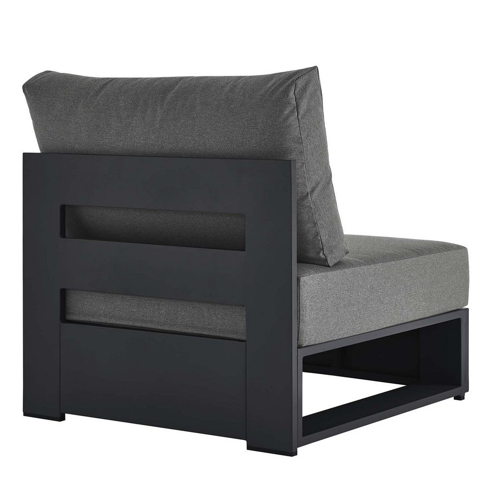 Modway Tahoe Aluminum Patio Gray Charcoal Modular Weather-Resistant Cushions-Perfect as Club Outdoor Lounge Armless Chair