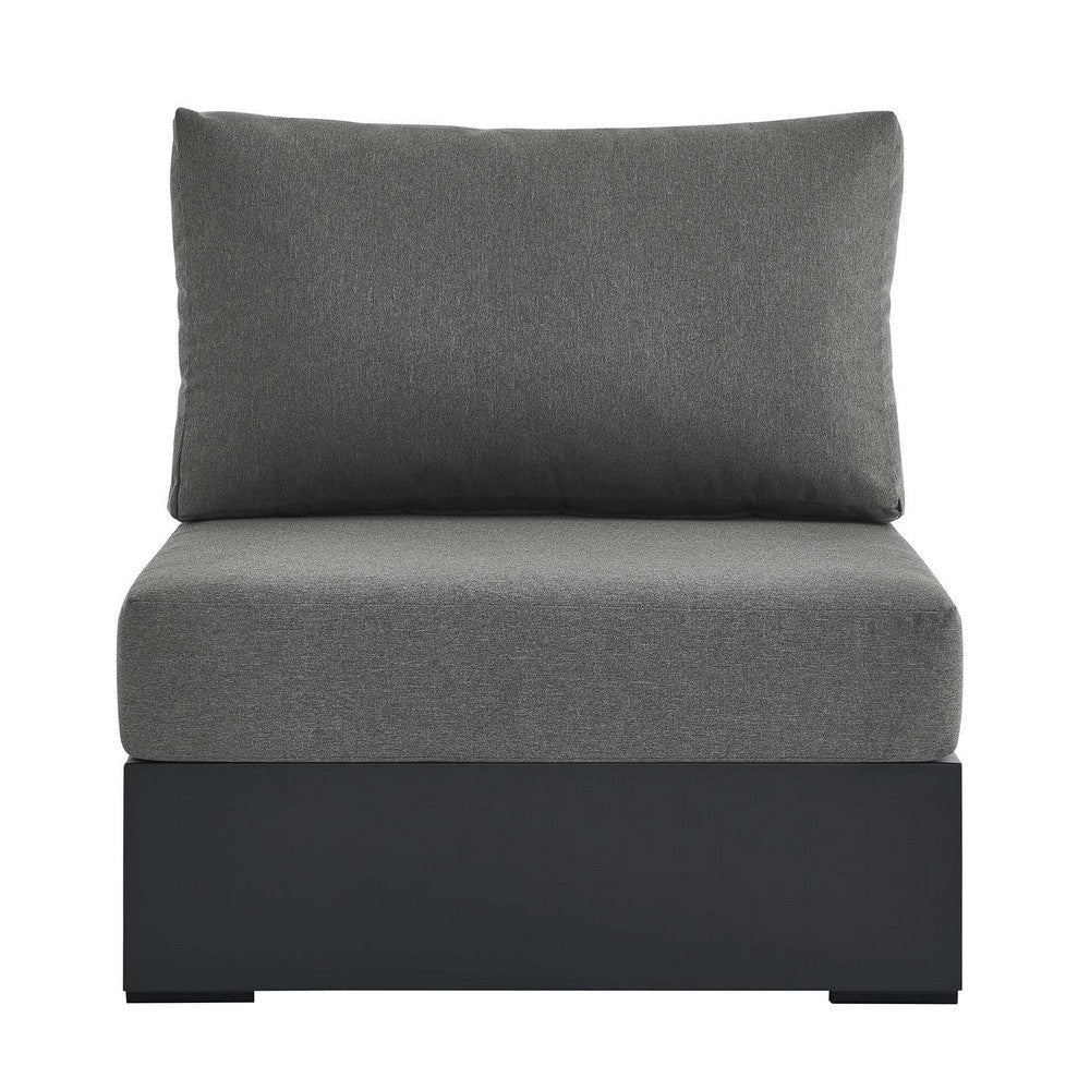 Modway Tahoe Aluminum Patio Gray Charcoal Modular Weather-Resistant Cushions-Perfect as Club Outdoor Lounge Armless Chair