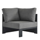 Modway Tahoe Aluminum Outdoor Sectional Corner Chair in Gray Charcoal with Weather-Resistant Cushions, Deep Seat Modular for Patio Furniture Lounge Set