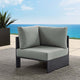 Modway Tahoe Aluminum Outdoor Sectional Corner Chair Gray with Weather-Resistant Cushions Deep Seat Modular for Patio Furniture Lounge Set