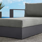 Modway Tahoe Aluminum Outdoor Gray Charcoal with Weather-Resistant Cushions Modular Patio Lounger for Pool Furniture or Sectional Sofa Set