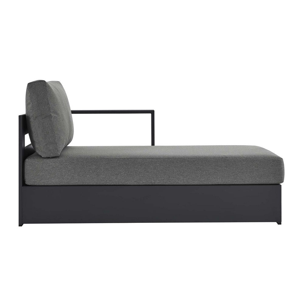 Modway Tahoe Powder-Coated Aluminum Outdoor Gray Charcoal with Weather-Resistant Cushions Modular Patio Lounger for Pool Furniture