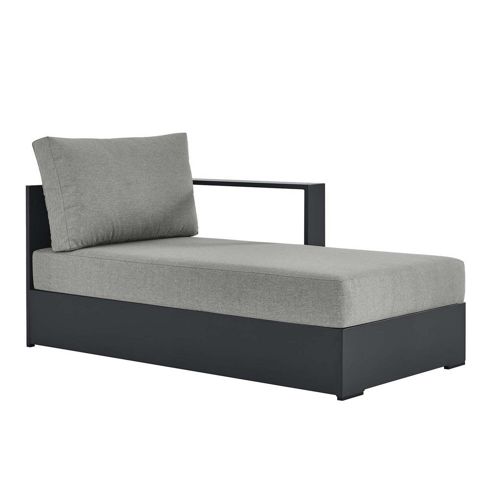 Modway Tahoe Powder-Coated Aluminum Outdoor Gray with Weather-Resistant Cushions, Modular Patio Lounger for Pool Furniture or Sectional Sofa Set, Right-Facing Chaise Lounge