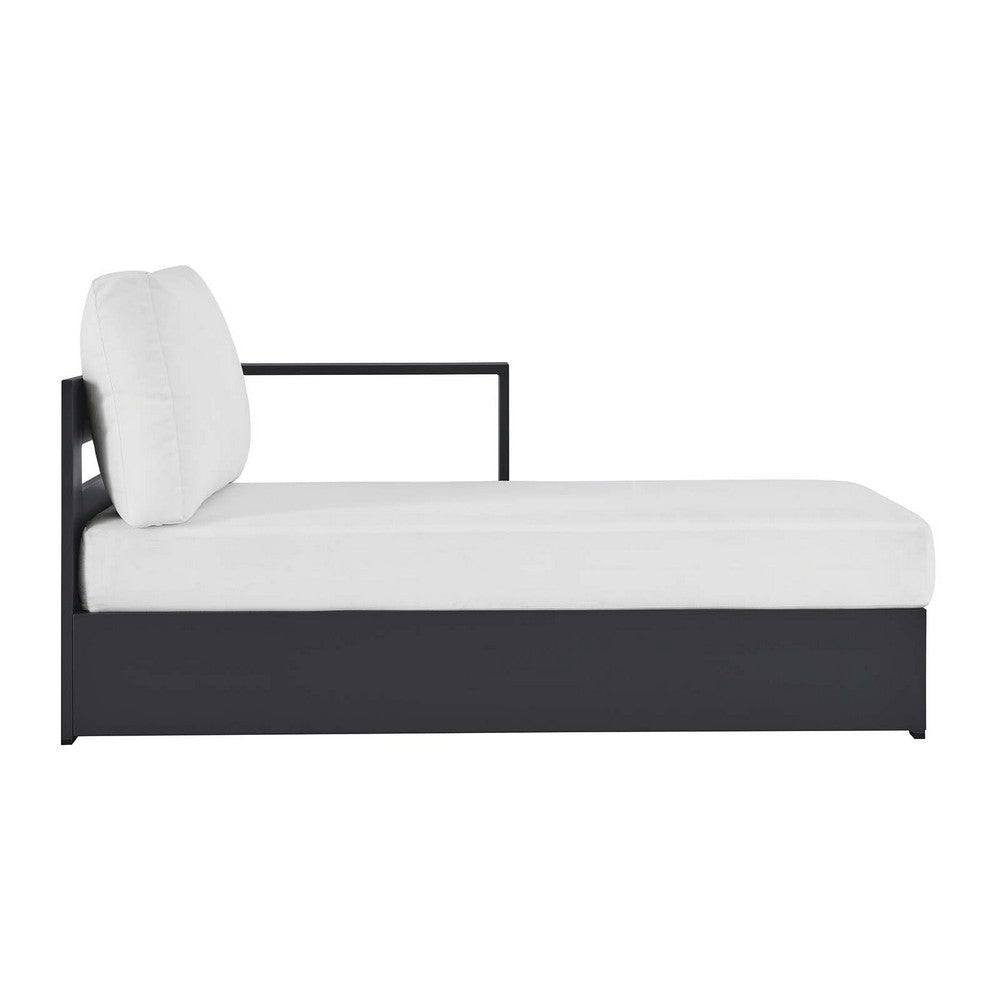 Modway Tahoe Powder-Coated Aluminum Outdoor Gray White with Weather-Resistant Cushions Modular Patio Lounger for Pool Furniture