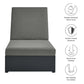 Modway Tahoe Aluminum Outdoor Gray Charcoal with Weather-Resistant Cushions Perfect Patio Sunbed or Recliner Pool Furniture Chaise Lounge