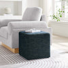 Modway Callum 17 Inch Square Ottoman in Heathered Weave Azure - Woven Heathered Fabric - Upholstered Ottoman for Living Room, Ottoman Side Table, Vanity Seat - Accent Table or Footrest Ottoman