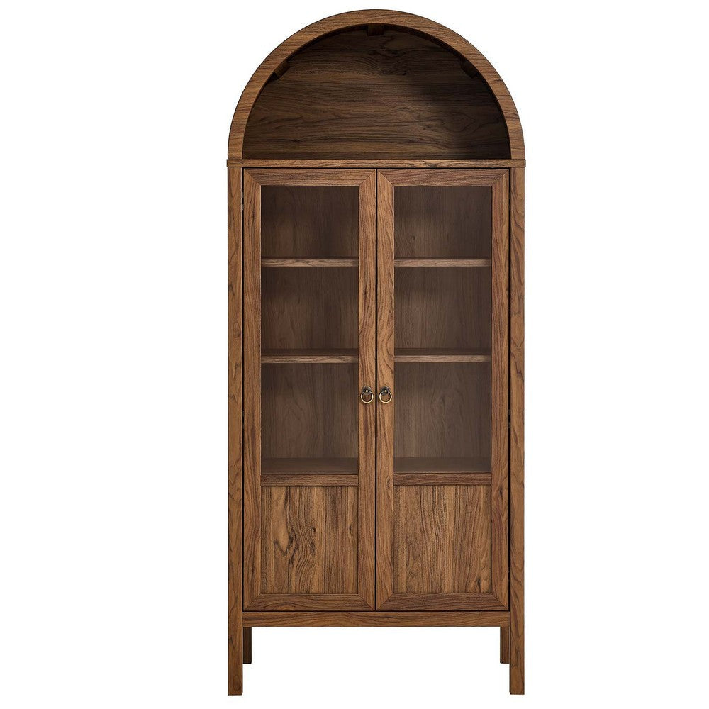 Modway Tessa Arched 71’’ Tall Storage Display Cabinet in Walnut Wood Grain MDY-EEI-6638-WAL