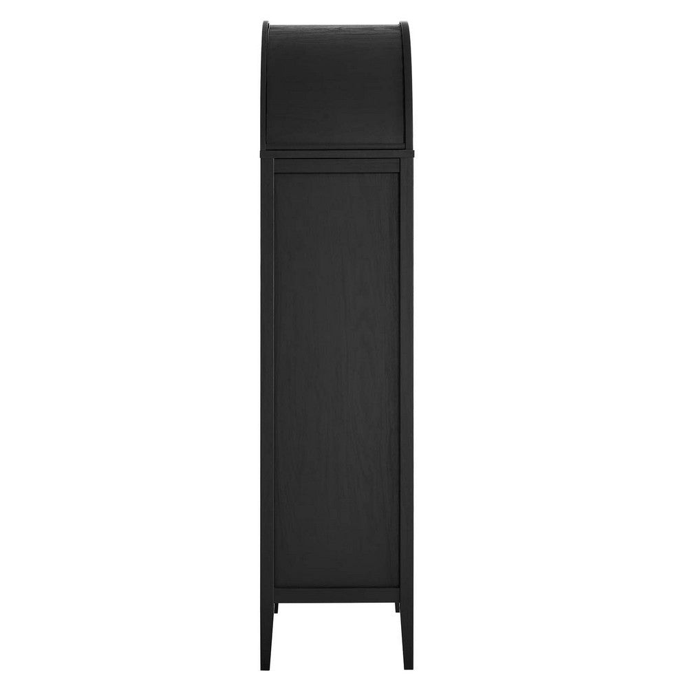 Modway Nolan Modern Farmhouse 71’’ Tall Arched Storage Display Cabinet in Black Oak Wood Grain MDY-EEI-6639-BLK-OAK