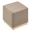 Modway Tilden 17 Inch Square Performance Velvet Upholstered Ottoman in Taupe Natural - Small Ottoman Foot Rest with Rubberwood Plinth Base