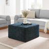 Modway Callum 28 Inch Square Ottoman in Heathered Weave Azure - Heathered Woven Fabric - Versatile Upholstered Coffee Table and Footrest - Couch Ottoman - Living Room Accent Table - Large Footstool
