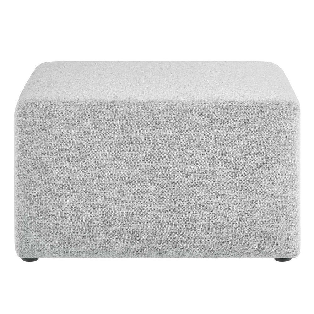 Modway Callum 28 Inch Square Ottoman in Heathered Weave Light Gray - Heathered Woven Fabric - Versatile Coffee Table and Footrest - Couch