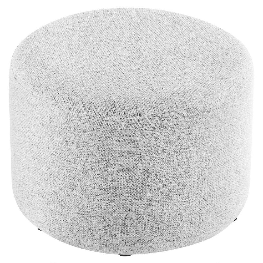 Modway Callum 23 Inch Round Ottoman in Heathered Weave Light Gray Woven Heathered Fabric - Ottoman Side Table Small Ottoman Coffee Table