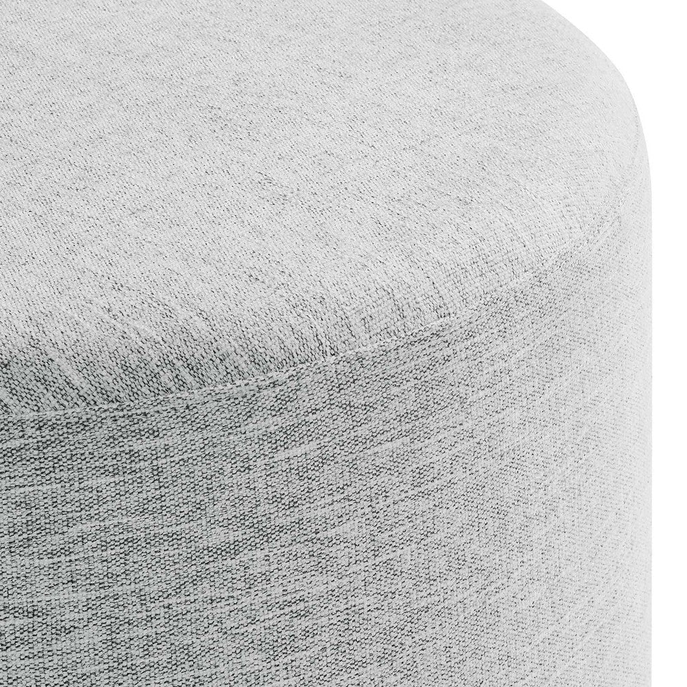 Modway Callum 23 Inch Round Ottoman in Heathered Weave Light Gray Woven Heathered Fabric - Ottoman Side Table Small Ottoman Coffee Table