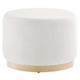 Modway Tilden 23 Inch Round Performance Velvet Upholstered Ottoman in Alabaster Natural - Round Ottoman Foot Rest with Rubberwood Plinth
