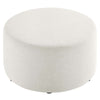 Modway Callum 29 Inch Round Ottoman in Heathered Weave Ivory - Heathered Woven Fabric - Versatile Upholstered Coffee Table and Footrest