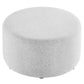 Modway Callum 29 Inch Round Ottoman in Heathered Weave Light Gray - Heathered Woven Fabric - Versatile Upholstered Coffee Table