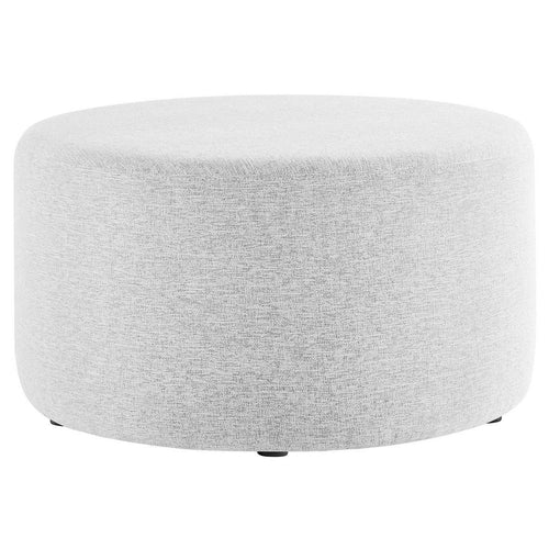 Modway Callum 29 Inch Round Ottoman in Heathered Weave Light Gray - Heathered Woven Fabric - Versatile Upholstered Coffee Table and Footrest - Couch Ottoman - Living Room Accent Table
