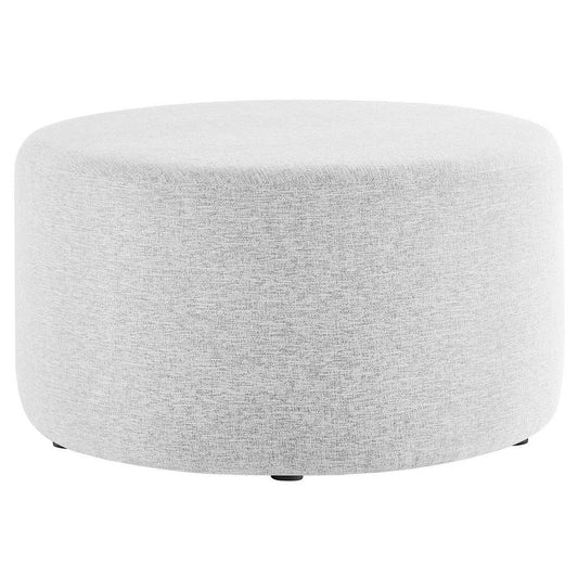 Modway Callum 29 Inch Round Ottoman in Heathered Weave Light Gray - Heathered Woven Fabric - Versatile Upholstered Coffee Table and Footrest - Couch Ottoman - Living Room Accent Table