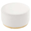 Modway Tilden 29 Inch Round Performance Velvet Upholstered Ottoman in Alabaster Natural - Round Ottoman Coffee Table for Living Room