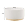 Tilden Large 29’ Round Performance Velvet Upholstered Ottoman - No Shipping Charges MDY-EEI-6648-ALA-NAT