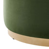 Modway Tilden 29 Inch Round Performance Velvet Upholstered Ottoman in Moss Green Natural - Round Ottoman Coffee Table for Living Room