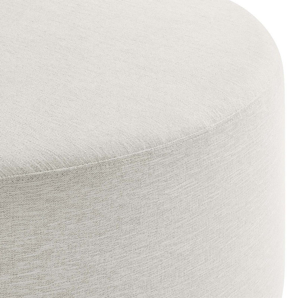 Modway Callum 38 Inch Round Ottoman in Ivory Fabric - Heathered Woven Fabric - Versatile Upholstered Coffee Table and Footrest - Couch