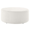 Modway Callum 38 Inch Round Ottoman in Ivory Fabric - Heathered Woven Fabric - Versatile Upholstered Coffee Table and Footrest - Couch Ottoman - Living Room Accent Table