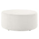 Modway Callum 38 Inch Round Ottoman in Ivory Fabric - Heathered Woven Fabric - Versatile Upholstered Coffee Table and Footrest - Couch Ottoman - Living Room Accent Table