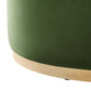 Modway Tilden 38 Inch Round Performance Velvet Upholstered Ottoman in Moss Green Natural - Round Ottoman Coffee Table for Living Room Large