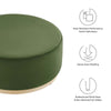 Tilden Large 38" Round Performance Velvet Upholstered Ottoman  - No Shipping Charges
