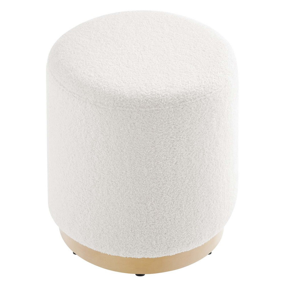 Tilden 16" Round Sherpa Upholstered Ottoman  - No Shipping Charges