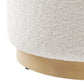 Modway Tilden 16 Inch Round Soft Sherpa Fabric Upholstered Ottoman in Ivory Natural - Small Ottoman Foot Rest with Rubberwood Plinth Base