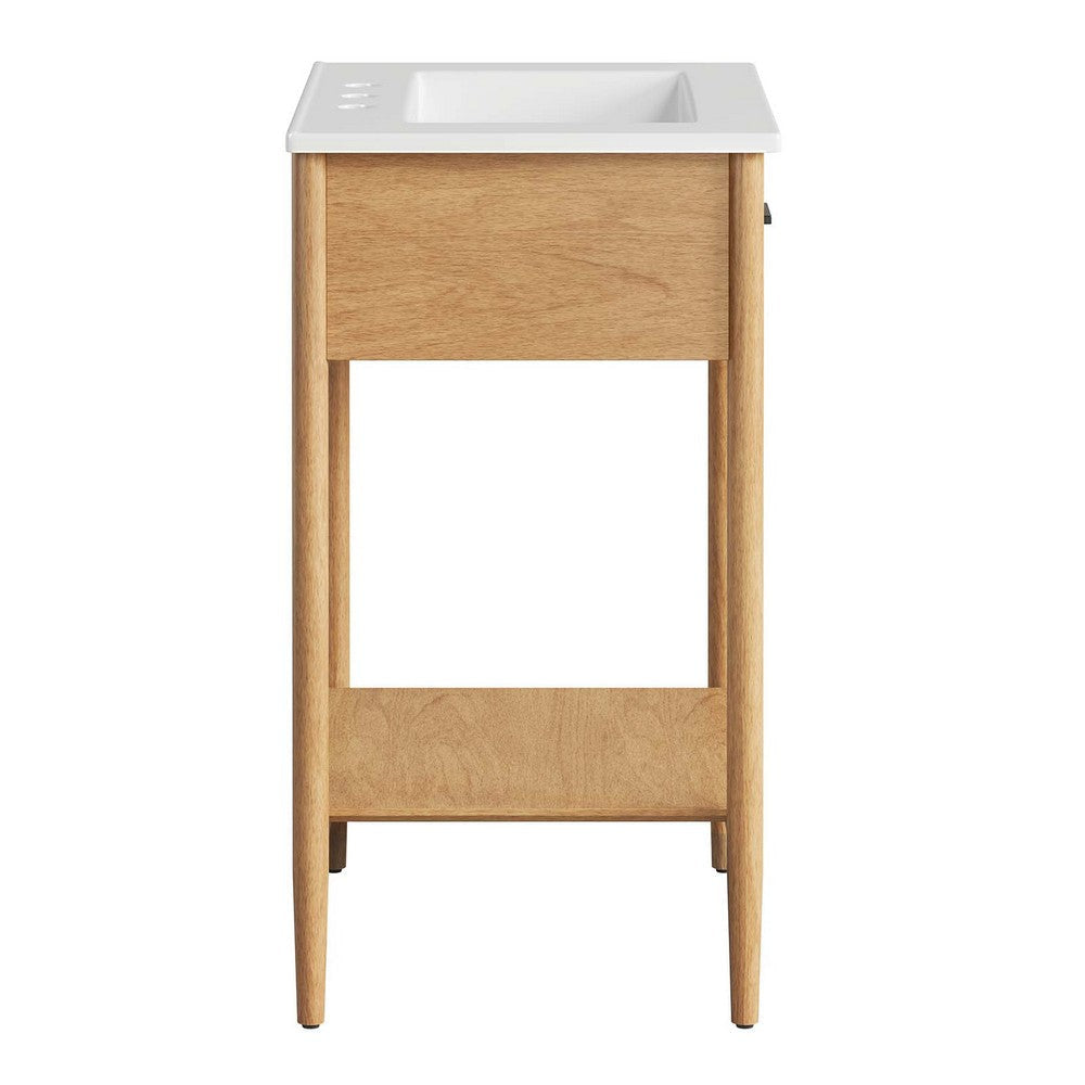 Modway Zaire 24” Mid-Century Bathroom Vanity Washstand in Natural White with Ceramic Sink Basin 24 Inches MDY-EEI-6660-NAT-WHI