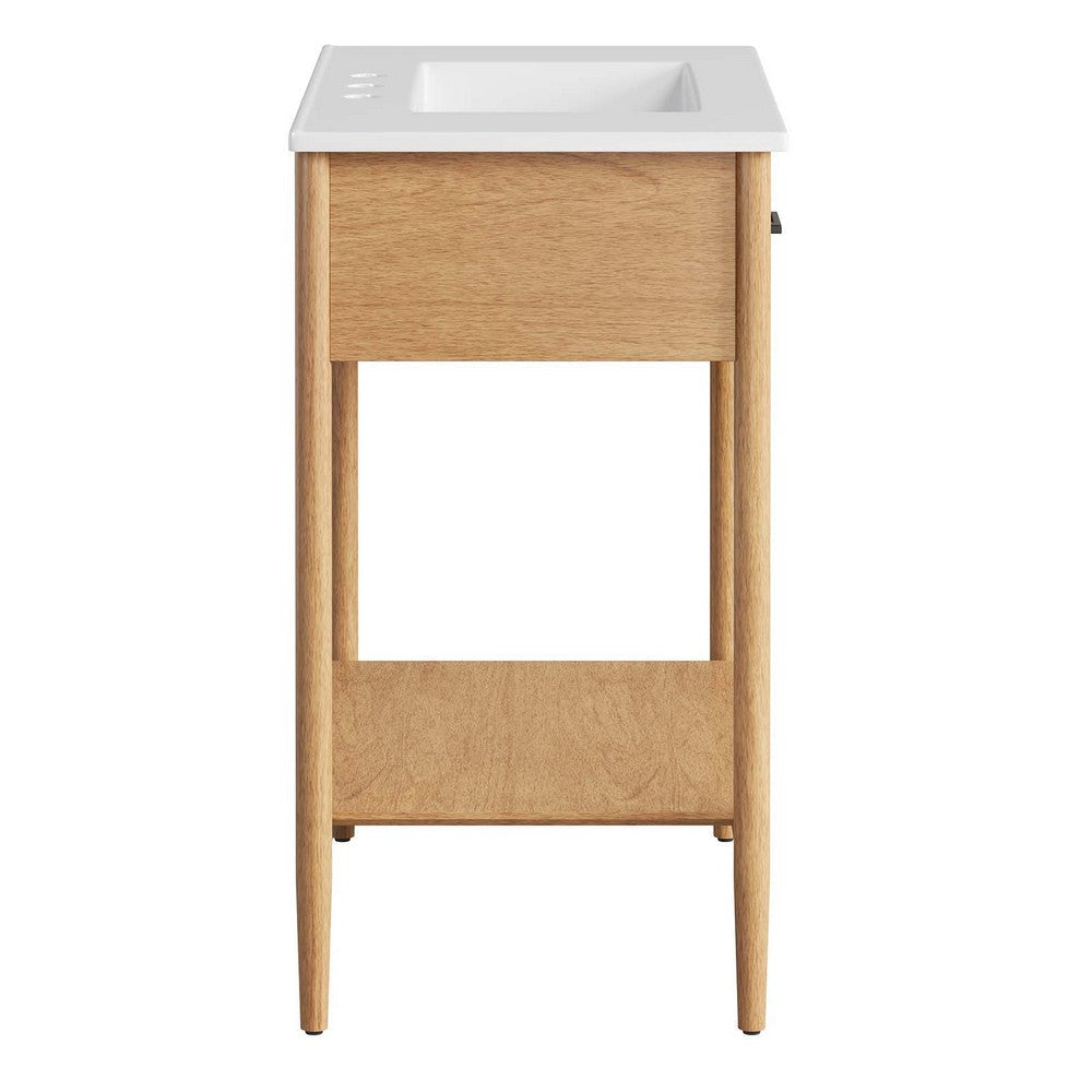 Modway Zaire 30” Mid-Century Bathroom Vanity Washstand in Natural White with Ceramic Sink Basin 30 Inches MDY-EEI-6662-NAT-WHI