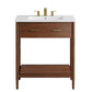 Modway Zaire 30” Mid-Century Bathroom Vanity Washstand in Walnut White with Ceramic Sink Basin 30 Inches MDY-EEI-6662-WAL-WHI