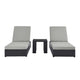 Modway Tahoe Aluminum Outdoor Patio Set of 2 Side Gray, Pool Chairs and Accent Table for Backyard Furniture, 3-Piece Chaise Lounge Set